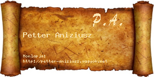 Petter Aniziusz névjegykártya